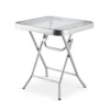 Silver & Stone Folding Side Table With Glass Top 40cm X 40cm X 46cm