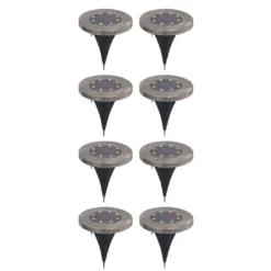 Silver & Stone Outdoor Solar Ground Lights Pack Of 8