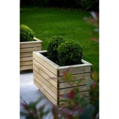 Forest Garden Linear Planter - Double With Wheels 49.6cm(h) X 80cm(w) X 40cm(d) -Günstiges Grün Ecke Geschäft 4937432 5