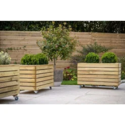 Forest Garden Linear Planter - Double With Wheels 49.6cm(h) X 80cm(w) X 40cm(d) -Günstiges Grün Ecke Geschäft 4937432 7