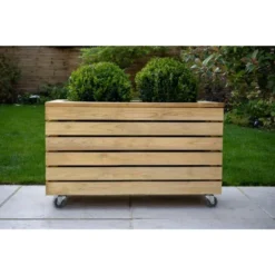 Forest Garden Linear Planter - Double With Wheels 49.6cm(h) X 80cm(w) X 40cm(d) -Günstiges Grün Ecke Geschäft 4937432 8