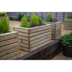 Forest Garden Linear Planter - Double 44cm(h) X 80cm(w) X 40cm(d) -Günstiges Grün Ecke Geschäft 4937456 4
