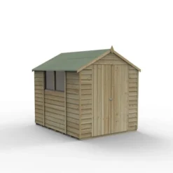 Forest Garden Overlap Pressure Treated 8x6 Apex Shed - Double Door -Günstiges Grün Ecke Geschäft 4937906 3