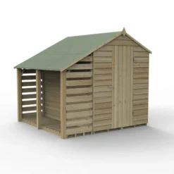 Forest Garden Overlap Pressure Treated 5x7 Apex Shed With Lean To