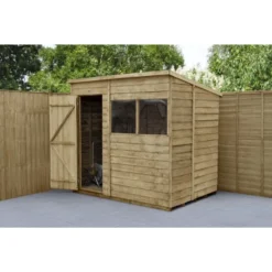 Forest Garden Overlap Pressure Treated 7x5 Pent Shed -Günstiges Grün Ecke Geschäft 4938002 1