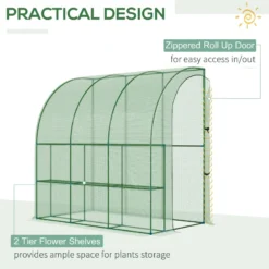 Outsunny Lean To Tunnel Greenhouse 214L X 120W X 215Hcm - Green -Günstiges Grün Ecke Geschäft 5K9b101849de22c37 jpg