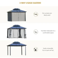 Outsunny Hardtop Gazebo 3x3.6m - Grey -Günstiges Grün Ecke Geschäft 5y888c1811dea717a jpg