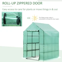 Outsunny 143x143x195 Cm Walk In Greenhouse With Shelves-Dark Green -Günstiges Grün Ecke Geschäft 6Kg75617ee2cf01af