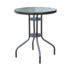Outsunny Glass Top Patio Table - Black