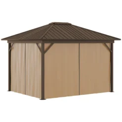 Outsunny Hardtop Gazebo With Curtains 3.6 X 3m - Brown -Günstiges Grün Ecke Geschäft 7dhdaa18141203190 jpg