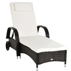 Outsunny Rattan Sun Lounger - Brown