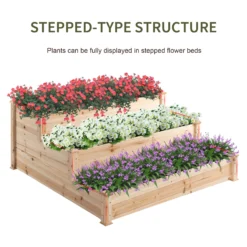 Outsunny Wooden Raised Bed 3-Tier Planter Kit Elevated Box Outdoor Stand -Günstiges Grün Ecke Geschäft 8ISa0917ee2cefc66