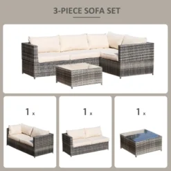 Outsunny Rattan Corner Sofa Set With Coffee Table - Beige -Günstiges Grün Ecke Geschäft 8Wpa0917fc12b9ab6 jpg