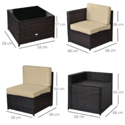 Outsunny Rattan Corner Sofa Set With Table - Brown -Günstiges Grün Ecke Geschäft 8qEa1217fe8384473 jpg