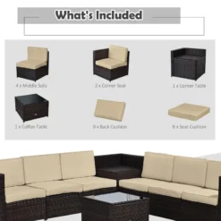 Outsunny Rattan Corner Sofa Set With Table - Brown -Günstiges Grün Ecke Geschäft 8r5b1017fe8384473 jpg