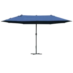 Outsunny Double Sided Umbrella Parasol With Cross Base 4.6 M - Blue