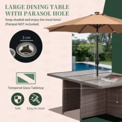 Outsunny Rattan Dining Set 10 Seater - Brown -Günstiges Grün Ecke Geschäft 9Pk88c1818b1fdb6a jpg