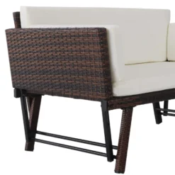 Outsunny 2 In 1 Rattan Folding Daybed Sofa Bench Bench With Cushion Outdoor - Brown -Günstiges Grün Ecke Geschäft 9i9d4d17eecc29e3f 46000b17 d6a7 477d 81c3 32e80738388a