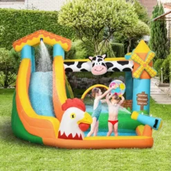 Outsunny Bouncy Castle Farm Style With Paddling Pool -Günstiges Grün Ecke Geschäft 9jZ6ff1864949b597 jpg