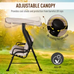 Outsunny Steel Frame 3-Seater Outdoor Garden Swing Chair W/ Canopy Beige -Günstiges Grün Ecke Geschäft 9qV3f017dc2d3d211