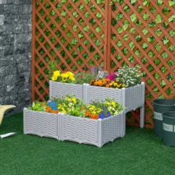 Outsunny Raised Bed Plastic Set Of 4 40x40x44cm - Grey -Günstiges Grün Ecke Geschäft A9X90f1801c80ad8e jpg