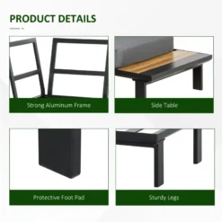 Outsunny Garden Corner Sofa With Table And Side Tables - Black -Günstiges Grün Ecke Geschäft ALs7561802aec7bdd jpg