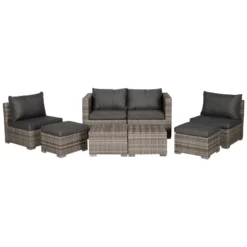 Outsunny Rattan Sofa Set 6 Seater 8 Piece - Grey -Günstiges Grün Ecke Geschäft AUsdaa17eecc294bf jpg