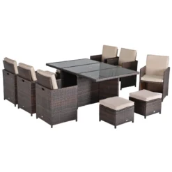 Outsunny Rattan Dining Set 10 Seater - Brown -Günstiges Grün Ecke Geschäft AYQdaa17fb23b6262 jpg