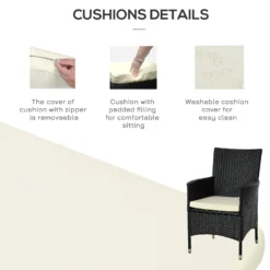 Outsunny-3 Piece Rattan Bistro Set - Black -Günstiges Grün Ecke Geschäft Ae175617eecc2a467