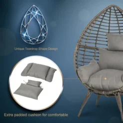 Outsunny Wicker Rattan Egg Chair With 4 Legs Grey -Günstiges Grün Ecke Geschäft Agj88c17eecc29b03 jpg