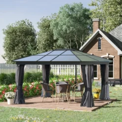 Outsunny Hardtop Gazebo 3.6 X 4m - Black & Dark Grey -Günstiges Grün Ecke Geschäft Ah06ff17f96872b6d jpg