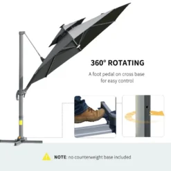 Outsunny Cantilever Banana Parasol With Solar Lights 3m - Dark Grey -Günstiges Grün Ecke Geschäft BFWb101813d1402d2 jpg