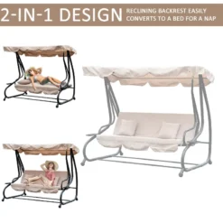 Outsunny 2-in-1 Garden Swing Chair - Light Brown -Günstiges Grün Ecke Geschäft BLm88c188fbaaea2c jpg