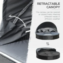 Outsunny Garden Daybed With Adjustable Table - Black -Günstiges Grün Ecke Geschäft BSOb10180df2b0f52 jpg