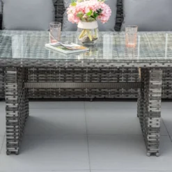 Outsunny Rattan Sofa Set With Table 3 Piece 1.8m- Grey -Günstiges Grün Ecke Geschäft Bkq75618746d3c287 jpg