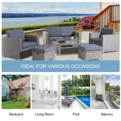 Outsunny 6PC Garden Rattan Sofa Set Bonzer Outdoor Furniture Patio Table Loveseat Stool Lounging Ottoman Aluminium Frame Wicker Weave Conservatory Grey -Günstiges Grün Ecke Geschäft Bq4b1017eecc29421 7494a4a2 b8da 4148 9ce5 7850b62e181b