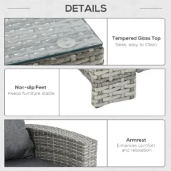 Outsunny Outdoor Rattan Sofa Dining Set 6 Piece - Light Grey -Günstiges Grün Ecke Geschäft Bw9b10188b88b21ae jpg