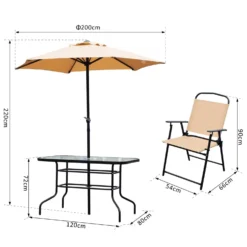Outsunny 8 Pieces Dining Set Furniture Garden Foldable 6 Chairs 1 Table With Parasol Beige -Günstiges Grün Ecke Geschäft CSsea817dc2f87b27