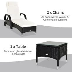 Outsunny Rattan Lounge Set With Side Table - Black -Günstiges Grün Ecke Geschäft CXT88c17eecc29e64 jpg