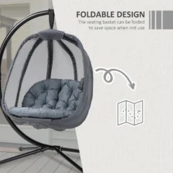 Outsunny Hanging Egg Chair - Grey -Günstiges Grün Ecke Geschäft Cfh88c1801c81fc84 jpg