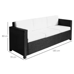 Outsunny Rattan Sofa 3 Seater - Black -Günstiges Grün Ecke Geschäft CkDa12181099f1b73 jpg