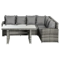 Outsunny Rattan Sofa Set With Table 3 Piece 1.8m- Grey -Günstiges Grün Ecke Geschäft DQKdaa18746d3c287 jpg
