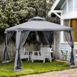 Outsunny Gazebo 3m X 3m Grey -Günstiges Grün Ecke Geschäft DuJ66a17dc3af8a63 jpg