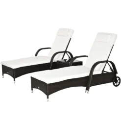 Outsunny Rattan Lounger Set With Side Table - Brown -Günstiges Grün Ecke Geschäft ECOd4d17eecc29e8c jpg