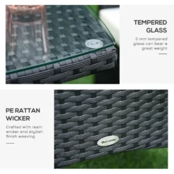 Outsunny-3 Piece Rattan Bistro Set - Black -Günstiges Grün Ecke Geschäft F6H88c17eecc2a467