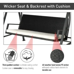 Outsunny Rattan Garden Swing Chair 3-Seater Black -Günstiges Grün Ecke Geschäft F7l88c17eecc29c57 jpg