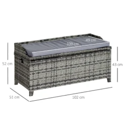 Outsunny Rattan Storage Bench Grey -Günstiges Grün Ecke Geschäft FRqa1217eecc29dcc