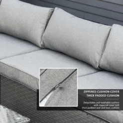 Outsunny Outdoor Rattan Sofa Corner Set 6 Piece - Grey -Günstiges Grün Ecke Geschäft Fdrb1017eecc28f6f jpg