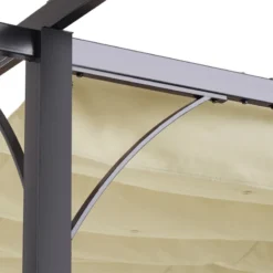 Outsunny Outdoor Metal Pergola With Retractable Awning Canopy 3x3m - Beige -Günstiges Grün Ecke Geschäft Ff675618379073ae7 jpg