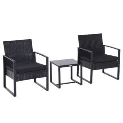 Outsunny Rattan Bistro Set - Black